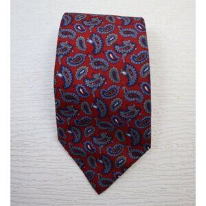 MEN'S RED AND BLUE PAISLEY PRINT TIE - NECK TIE - BENCH MARK - MADE IN USA